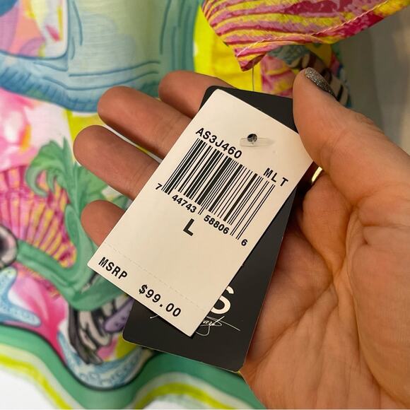 ABS Semi Sheer Multicolored Anchor Printed Top Size Large NWT - Picture 3 of 8